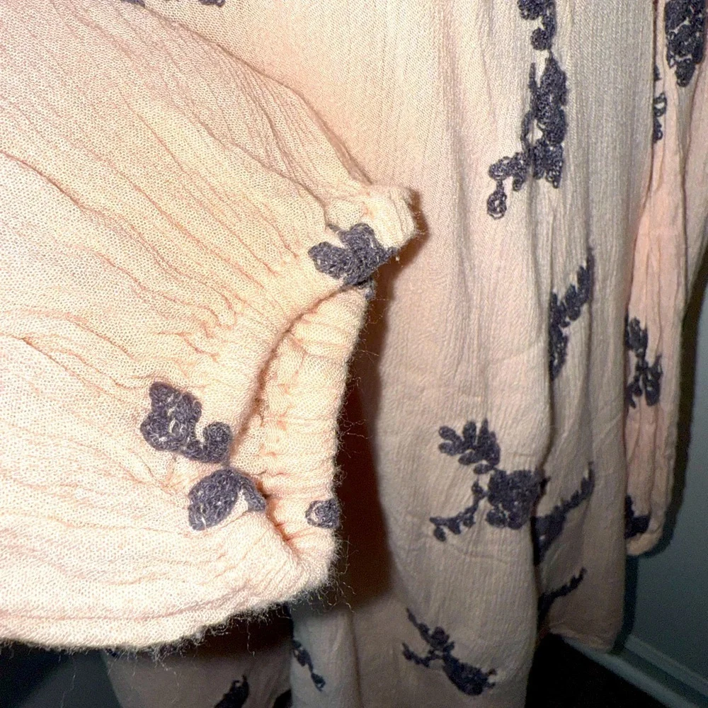 Free People Emma's Embroidered Mini Swing Boho Pink and White Dress, Small - Picture 2 of 8